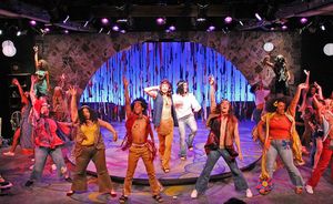 Jeffrey Keller, Taylor Joseph Rivera and the cast of HAIR Photo