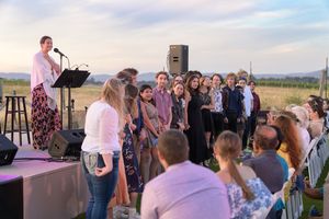 Lea Michele and the Cast of Mamma Mia! at Vintage High School @ BroadwayWorld Lea Michele and the Cast of Mamma Mia! at Vintage High School Photo