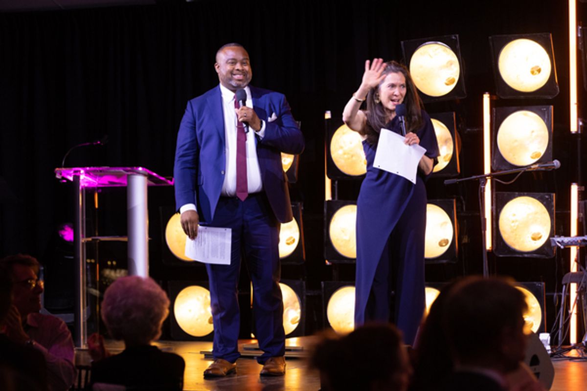 A.R.T. Executive Director Kelvin Dinkins, Jr. and A.R.T. Terrie and Bradley Bloom Artistic Director Diane Paulus thank everyone for attending  at 