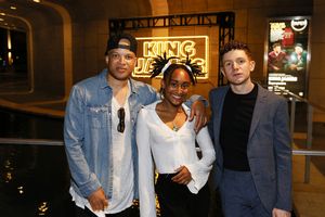 From left, cast members Glenn Davis, Khloe Janel and Chris Perfetti after the opening night performance of ?King James? at Center Theatre Group/Mark Taper Forum on June 8, 2022, in Los Angeles, Califo @ BroadwayWorld From left, cast members Glenn Davis, Khloe Janel and Chris Perfetti after the opening Photo