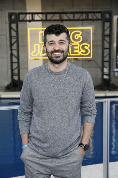 Actor Behzad Dabu arrives before the opening night performance of ?King James? at Cen Photo