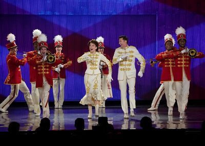 Sutton Foster and Hugh Jackman from "The Music Man" at THE 75TH ANNUAL TONY AWARDS, l Photo