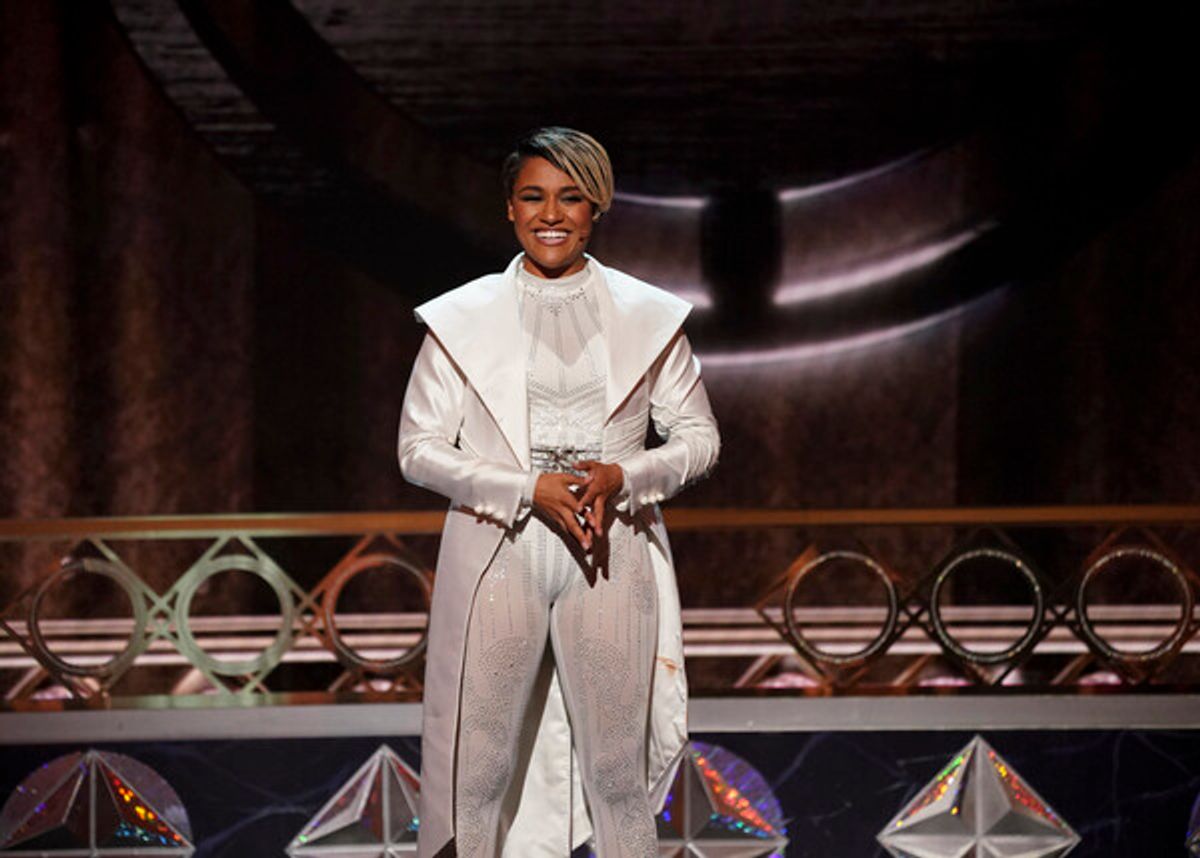 Ariana DeBose at THE 75TH ANNUAL TONY AWARDS, live from Radio City Music Hall in New York City, Sunday, June 12 on the CBS Television Network. Emmy Award winners Darren Criss and Julianne Hough co-host THE TONY AWARDS: ACT ONE, an hour of exclusive content streaming live only on Paramount+, followed by Academy Award winner and Tony Award nominee Ariana DeBose hosting THE 75TH ANNUAL TONY AWARDS.  Photo: Mary Kouw/CBS ©2022 CBS Broadcasting, Inc. All Rights Reserved  at 