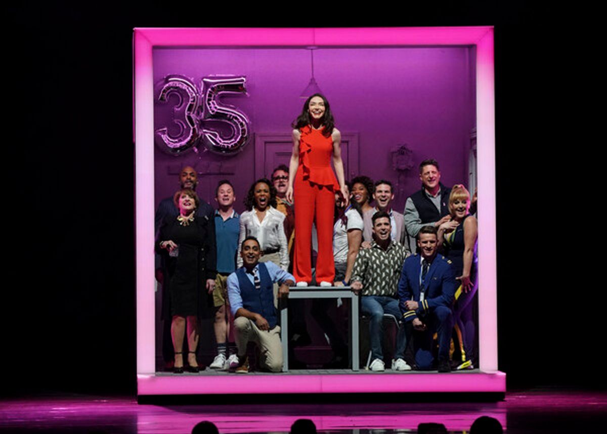 The cast of 'Company' at THE 75TH ANNUAL TONY AWARDS, live from Radio City Music Hall in New York City, Sunday, June 12 on the CBS Television Network. Emmy Award winners Darren Criss and Julianne Hough co-host THE TONY AWARDS: ACT ONE, an hour of exclusive content streaming live only on Paramount+, followed by Academy Award winner and Tony Award nominee Ariana DeBose hosting THE 75TH ANNUAL TONY AWARDS.  Photo: Mary Kouw/CBS ©2022 CBS Broadcasting, Inc. All Rights Reserved  at 
