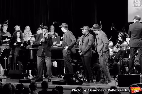 William Bellamy, Jonathan Hadley, Jay Aubrey Jones, Ashley Robinson and the chorus Photo