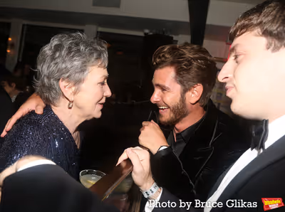 Julie White, Andrew Garfield and Alex Edelman Photo