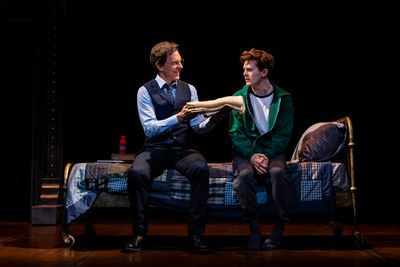 Trevor White as Harry Potter and Luke Kimball as Albus Potter Photo