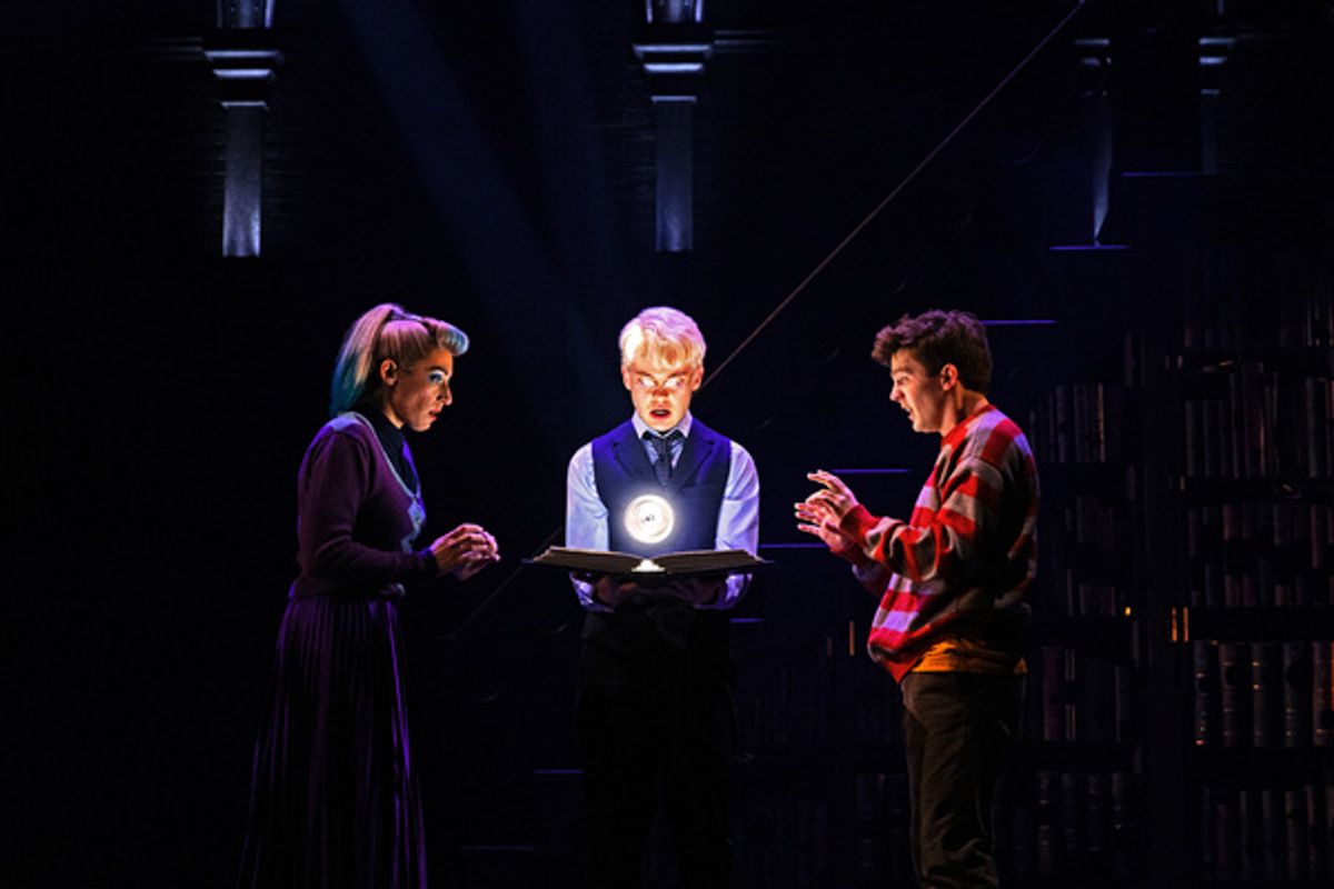 Sara Farb as Delphi Diggory, Thomas Mitchell Barnet as Scorpius Malfoy and Luke Kimball as Albus Potter at 
