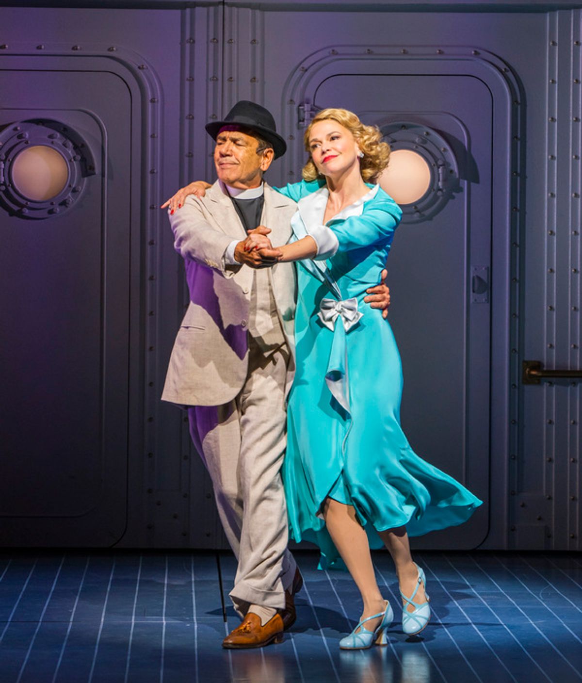 A scene from Anything Goes by Cole Porter @ Barbican Theatre. Directed and Choreographed by Kathleen Marshall.
(Opening 23-07-2021)
©Tristram Kenton 07-21
(3 Raveley Street, LONDON NW5 2HX TEL 0207 267 5550  Mob 07973 617 355)email: tristram@tristramkenton.com at 