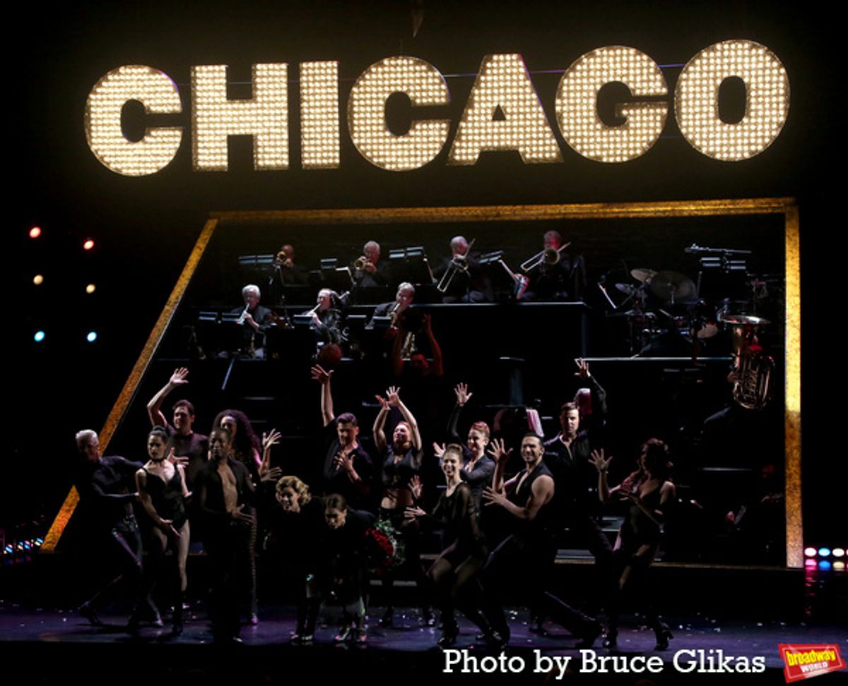 Emma Pittman, Bianca Marroquín and cast at Photos: CHICAGO Celebrates 10,000 Performances on Broadway