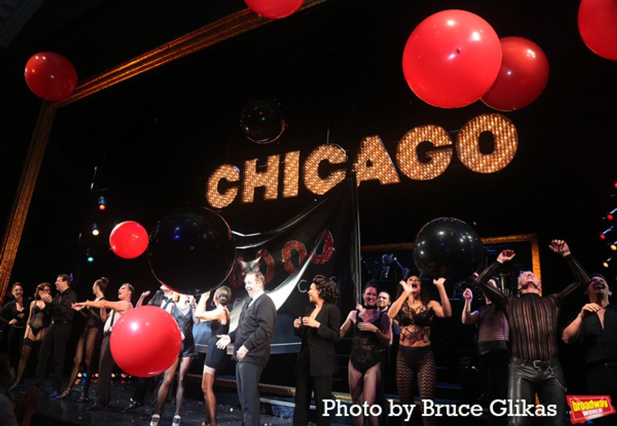 Emma Pittman, Bianca Marroquín and cast at Photos: CHICAGO Celebrates 10,000 Performances on Broadway