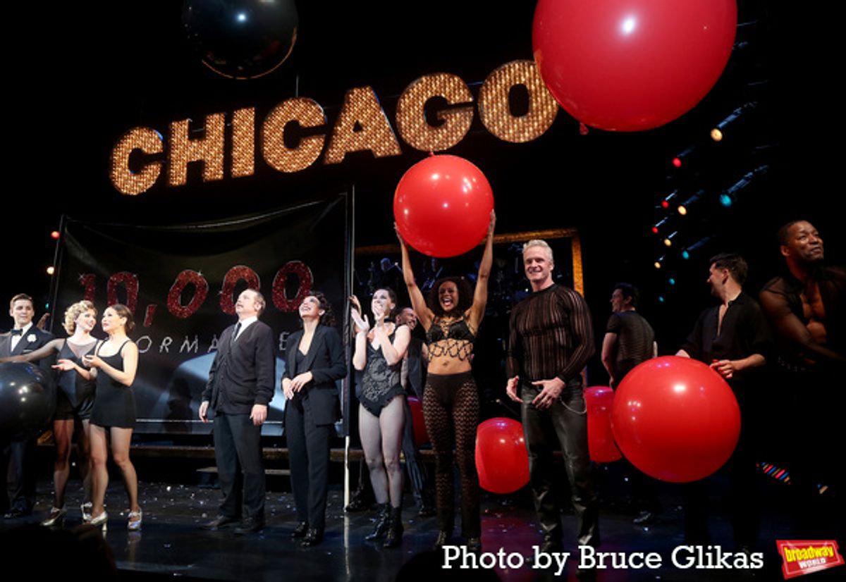 Emma Pittman, Bianca Marroquín and cast at Photos: CHICAGO Celebrates 10,000 Performances on Broadway