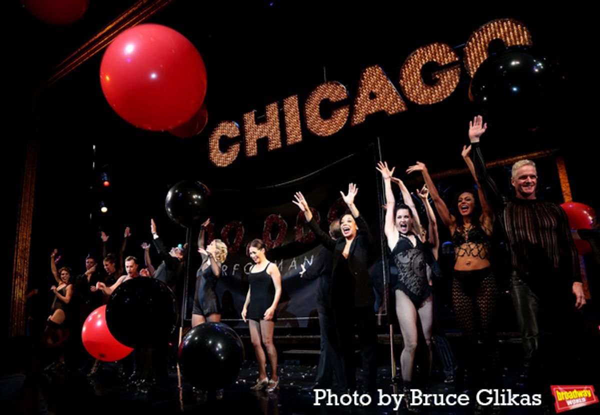 Emma Pittman, Bianca Marroquín and cast at Photos: CHICAGO Celebrates 10,000 Performances on Broadway