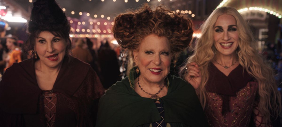 Kathy Najimy as Mary Sanderson, Bette Midler as Winifred Sanderson, and Sarah Jessica Parker as Sarah Sanderson at 