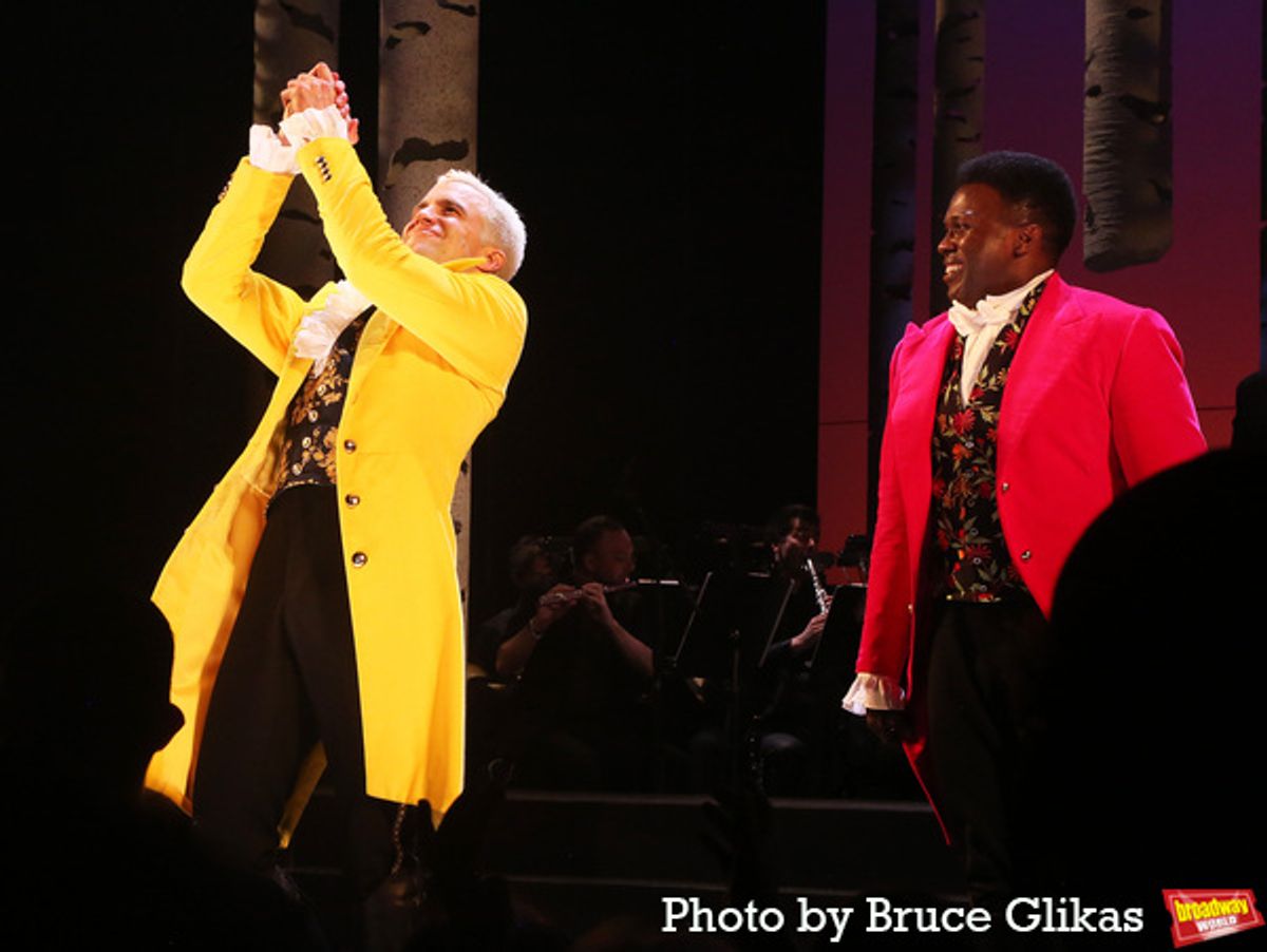 Gavin Creel as 'The Wolf/Cinderella’s Prince' and Joshua Henry as 'Rapunzel’s Prince'  at 