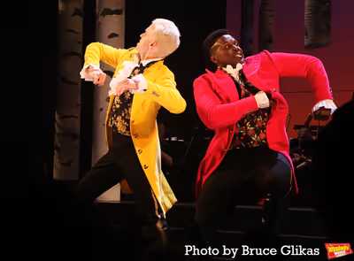 Gavin Creel as "The Wolf/Cinderella’s Prince" and Joshua Henry as "Rapunzel’s Pri Photo