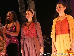 Patina Miller as "The Witch", Sara Bareilles as "The Baker’s Wife" and Phillipa Soo Photo