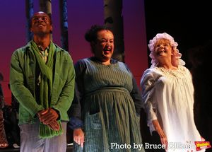 Cole Thompson as "Jack", Aymee Garcia as "Jack’s Mother" and Annie Golden as "Cinderella’s Mother/Grandmother/Giant’s Wife" @ BroadwayWorld Cole Thompson as "Jack", Aymee Garcia as "Jack’s Mother" and Annie Golden as "Cinde Photo