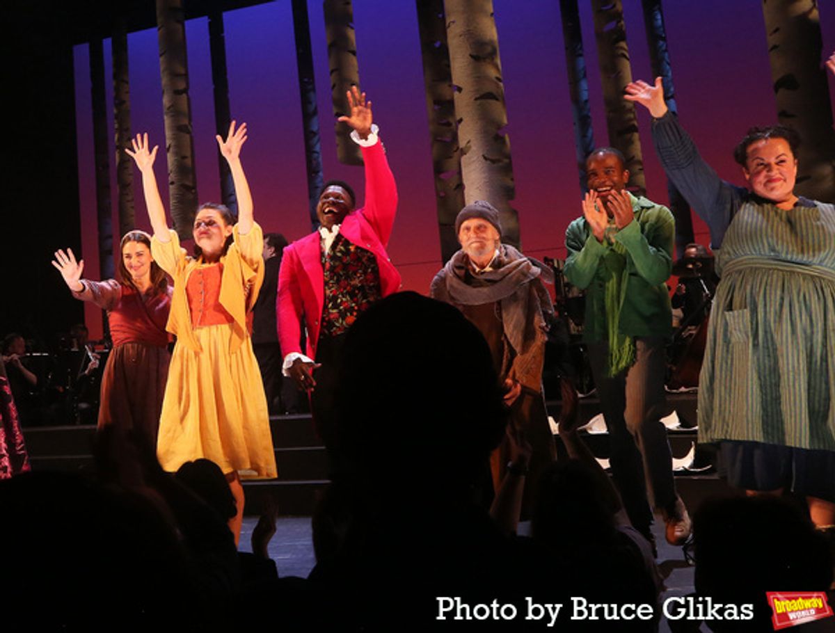 Sara Bareilles as 'The Baker’s Wife' and Phillipa Soo as 'Cinderella', Joshua Henry as 'Rapunzel’s Prince', David Patrick Kelly as 'The Narrator/Mysterious Man', Cole Thompson as 'Jack' and Aymee Garcia as 'Jack’s Mother'  at 