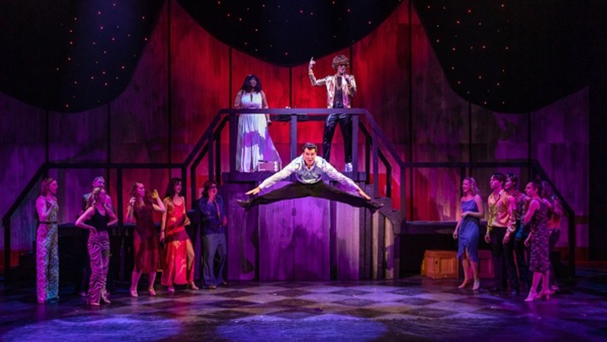 Dorian Quinn (center) with the company at Photos: First Look at SATURDAY NIGHT FEVER at Laguna Playhouse