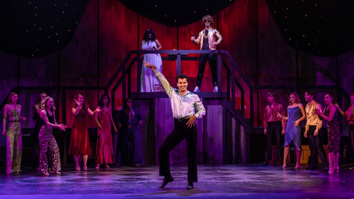 Dorian Quinn (center) with the company at Photos: First Look at SATURDAY NIGHT FEVER at Laguna Playhouse