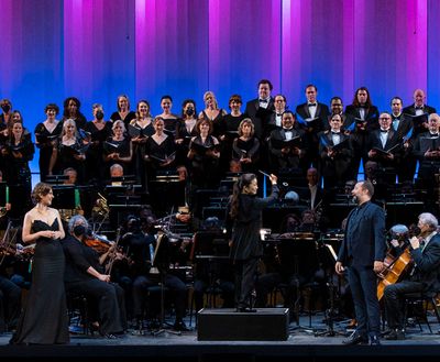 Nicole Car, Eun Sun Kim, Etienne Dupuis, and the San Francisco Opera Orchestra and Ch Photo
