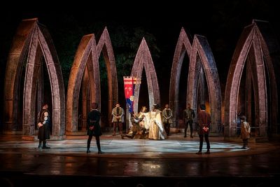 The company of the Free Shakespeare in the Park production of Richard III Photo
