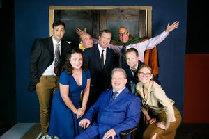 The writers (Lyndsay Palmer, Matthew Abosamra, Lou Saliba, Shawn Plunkett, Peter Miller, Jeremy Palmer, Julia McGowan) and their boss, Max Prince (Ben Lupejkis)
@ BroadwayWorld The writers (Lyndsay Palmer, Matthew Abosamra, Lou Saliba, Shawn Plunkett, Peter Mill Photo