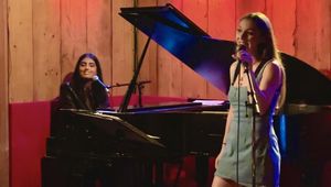 Petra Jarrar and Mikayla Petrilla singing Jarrar''s original song REBEL at THE VIOLET Photo