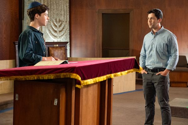 Eli Golden as Evan, Josh Peck as Rabbi in 13 The Musical Photo
