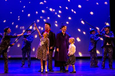 Summer Sprague, Edward Itte, Julia Lupi, Keegan Haack and the company of Mary Poppins Photo
