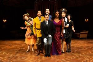 Susan Koozin, Christopher Salazar,
David Rainey as Colonel Mustard,
Dylan Godwin as Wadsworth,
Todd Waite as Professor Plum,
Michelle Elaine as Miss Scarlet,
Melissa Pritchett as Yvette,
and Elizabeth Bunch as Mrs. White
in Alley Theatre’s Summer Chills @ BroadwayWorld Susan Koozin, Christopher Salazar,
David Rainey as Colonel Mustard,
Dylan Godwin as W Photo