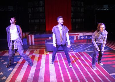Eric Dobson, Jared Machado, and Christopher Diem in Chance Theater's production of "G Photo