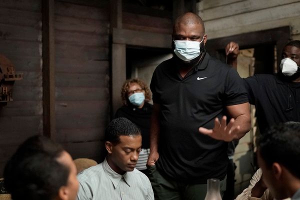 A Jazzman's Blues, Director Tyler Perry and Joshua Boone as Bayou. Photo