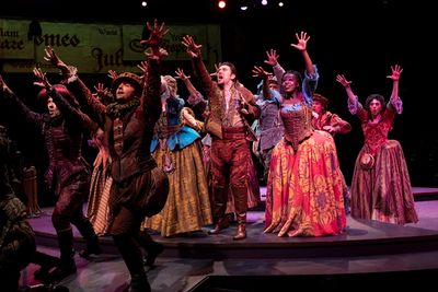 The company of the Broadway At Music Circus production of SOMETHING ROTTEN! Photo