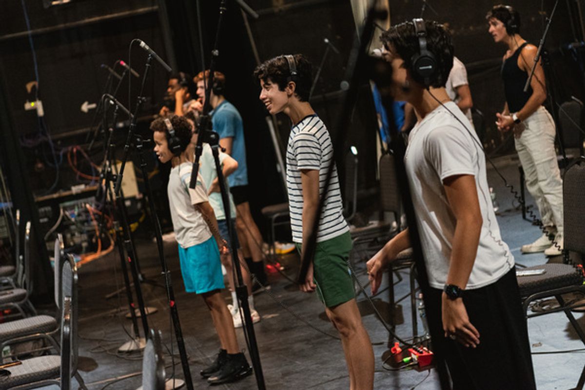 The cast of The Music Man at Photos: THE MUSIC MAN to Release New Broadway Cast Recording - Get a First Look at the Recording Session