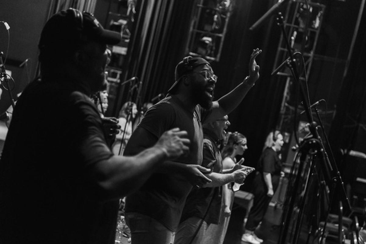 The cast of The Music Man at Photos: THE MUSIC MAN to Release New Broadway Cast Recording - Get a First Look at the Recording Session