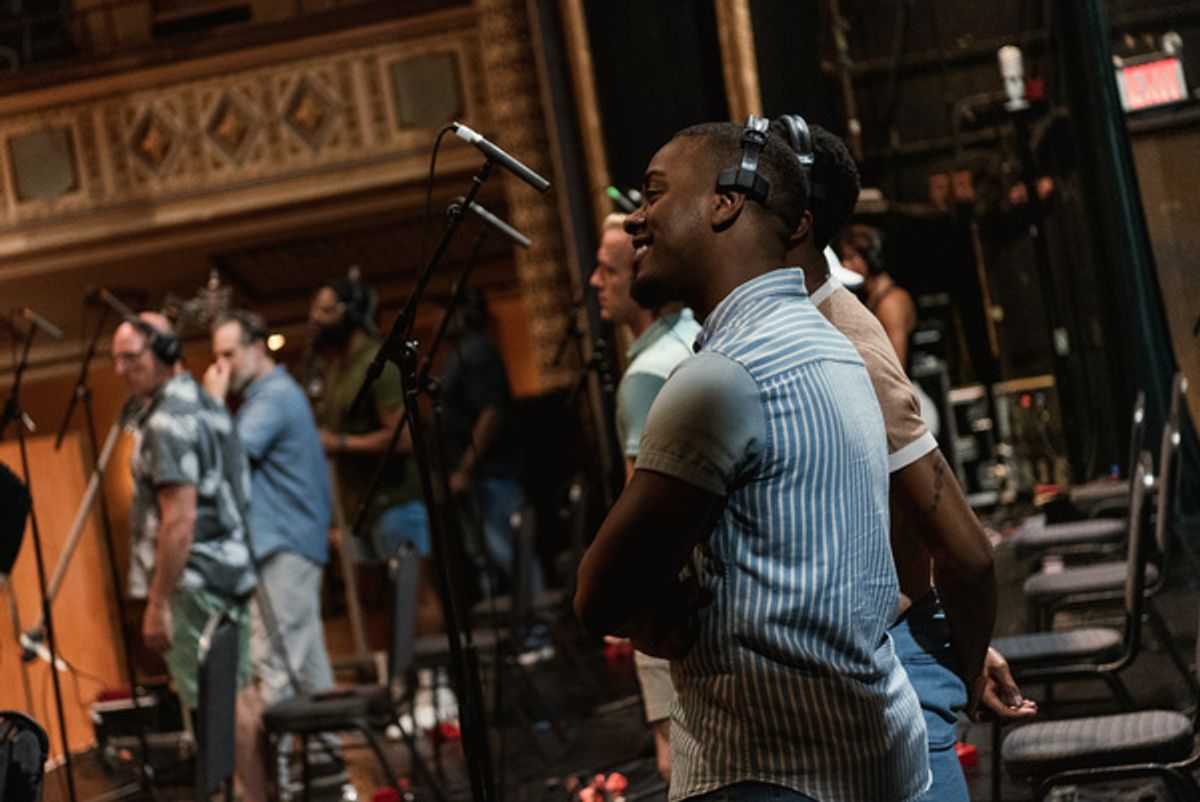 The cast of The Music Man at Photos: THE MUSIC MAN to Release New Broadway Cast Recording - Get a First Look at the Recording Session
