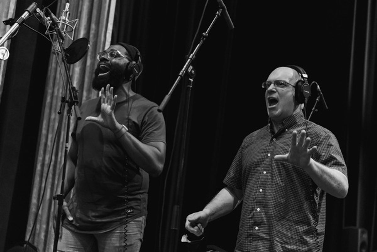The cast of The Music Man at Photos: THE MUSIC MAN to Release New Broadway Cast Recording - Get a First Look at the Recording Session