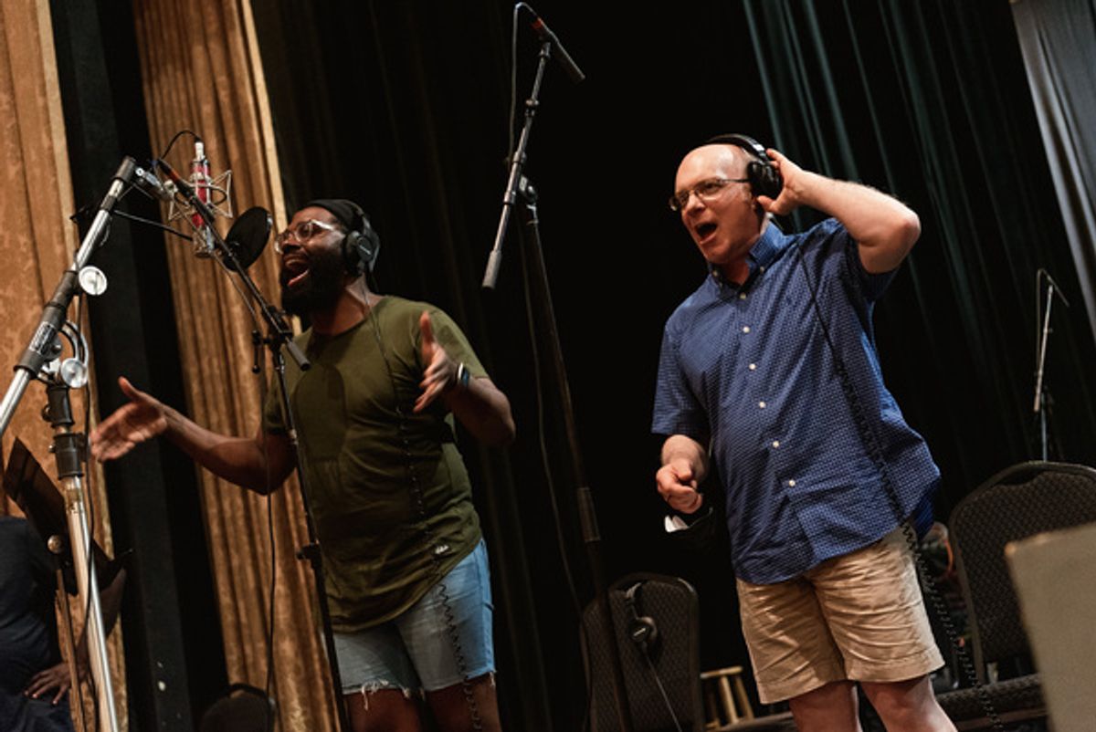 The cast of The Music Man at Photos: THE MUSIC MAN to Release New Broadway Cast Recording - Get a First Look at the Recording Session