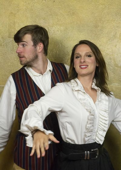 Jim Grant as Borachio and Claire Tyers as Margaret in MUCH ADO ABOUT NOTHING. Photo