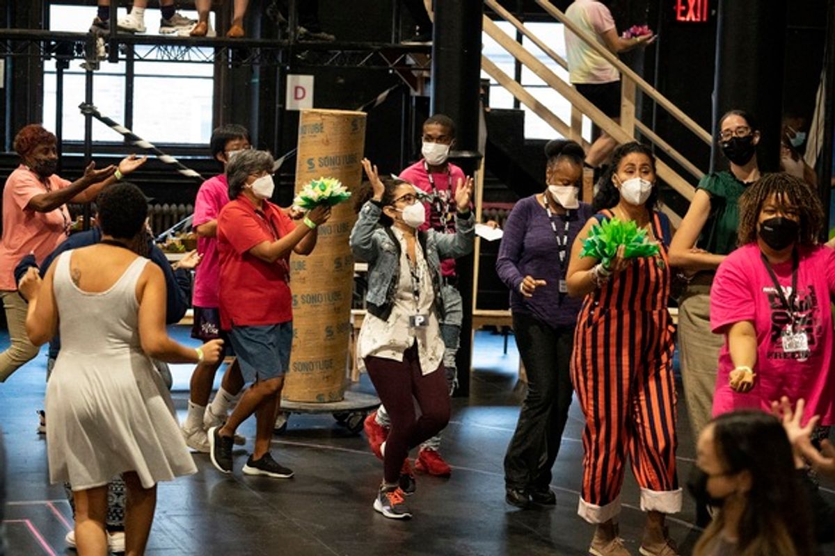 The company at Photos: See Ato Blankson-Wood, Rebecca Naomi Jones & More in Rehearsal for Free Shakespeare in the Park's AS YOU LIKE IT