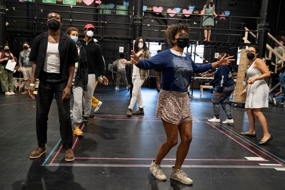 The company at Photos: See Ato Blankson-Wood, Rebecca Naomi Jones & More in Rehearsal for Free Shakespeare in the Park's AS YOU LIKE IT