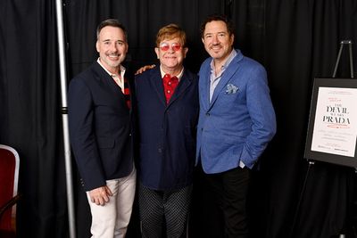 Elton John with David Furnish and Kevin McCollum  Photo