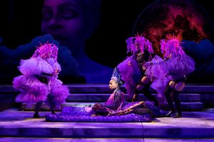 The Old Globe - (from left) Jacqui Dupr as Peaseblossom, Karen Aldridge as Titania, Maggie Walters as Moth, and Camilla Leonard as Cobweb in A Midsummer Night's Dream. Photo by Rich Soublet II. @ BroadwayWorld The Old Globe - (from left) Jacqui Dupr as Peaseblossom, Karen Aldridge as Titania, Photo