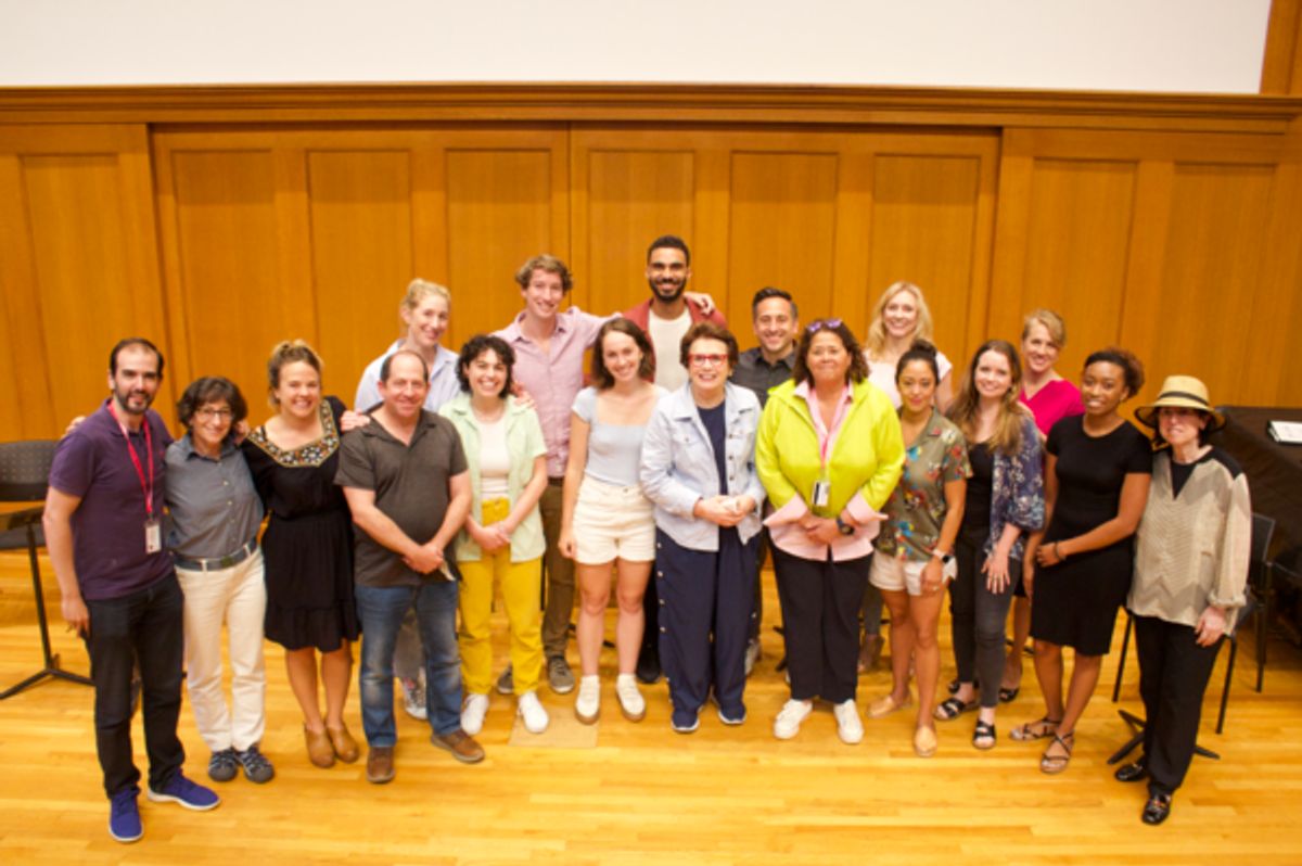  The cast of LOVE ALL  with Billie Jean King, Anna Deavere Smith, Marc Bruni and Harriet Leve  at 