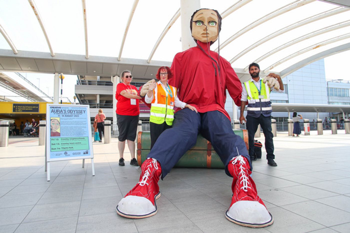 Photos: Five Metre-tall Puppet Aura Lands At Gatwick As Part Of Creative Crawley  Image
