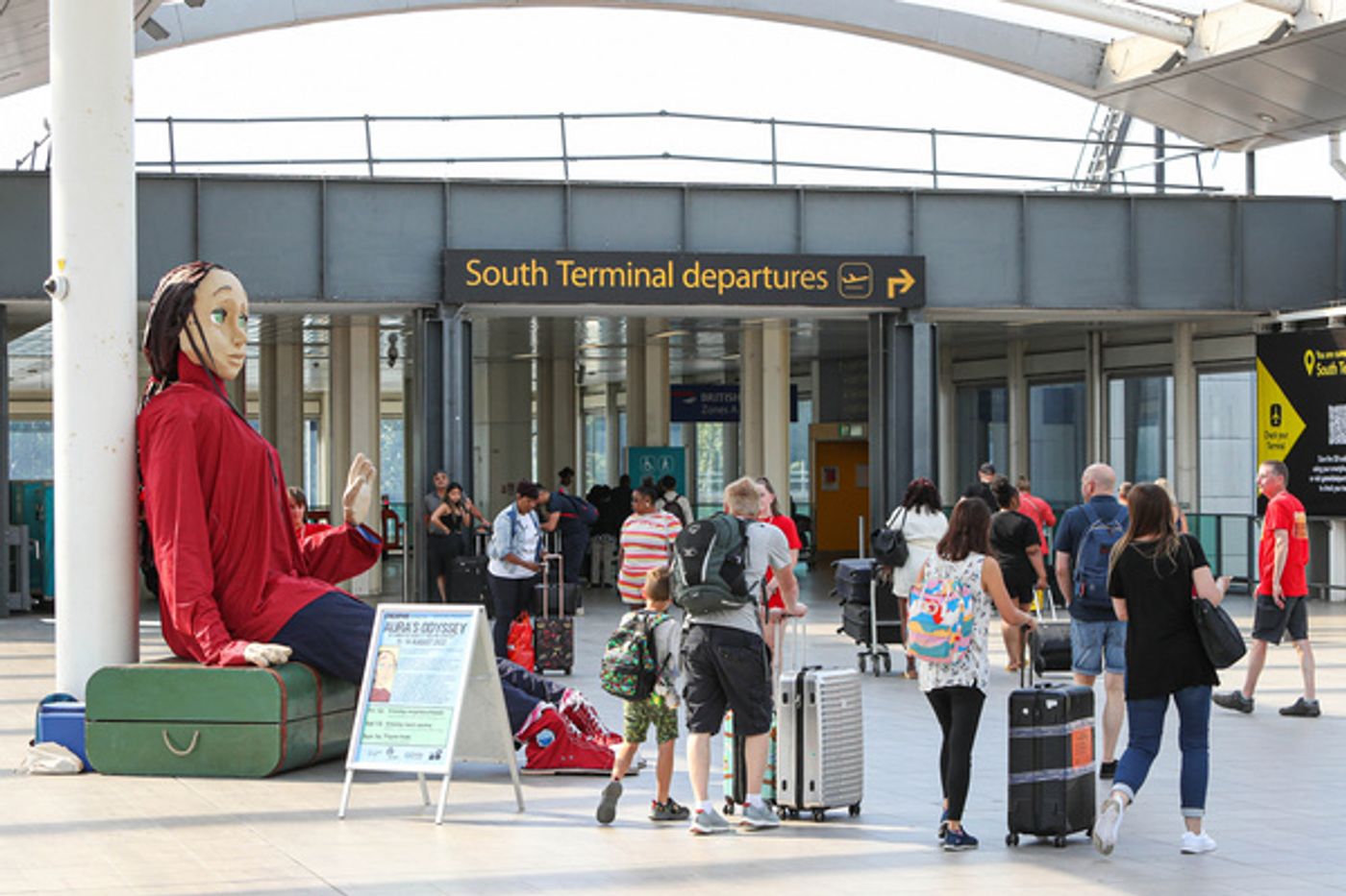 Photos: Five Metre-tall Puppet Aura Lands At Gatwick As Part Of Creative Crawley  Image