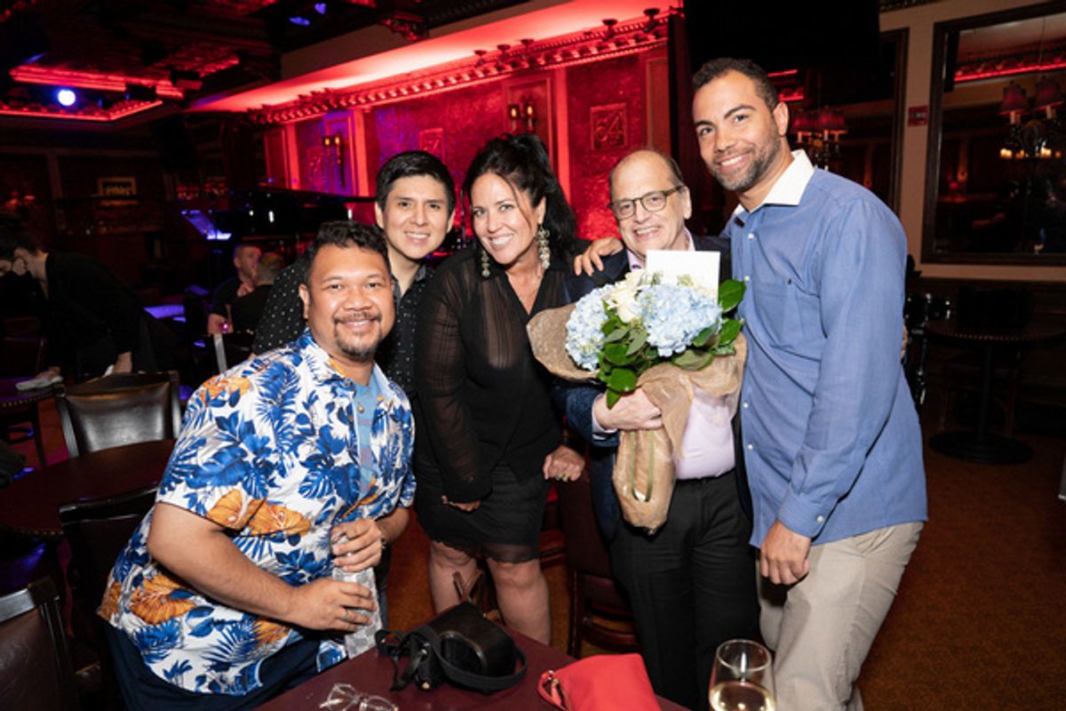 Jay Dompor, Rody Ortiz, Christina Poulopoli, John Minnock and Matt Drucker at 54 Below on August 4, 2022 Photo by Leslie Farinacci at 