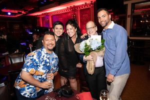 Jay Dompor, Rody Ortiz, Christina Poulopoli, John Minnock and Matt Drucker at 54 Below on August 4, 2022 Photo by Leslie Farinacci @ BroadwayWorld Jay Dompor, Rody Ortiz, Christina Poulopoli, John Minnock and Matt Drucker at 54 Belo Photo